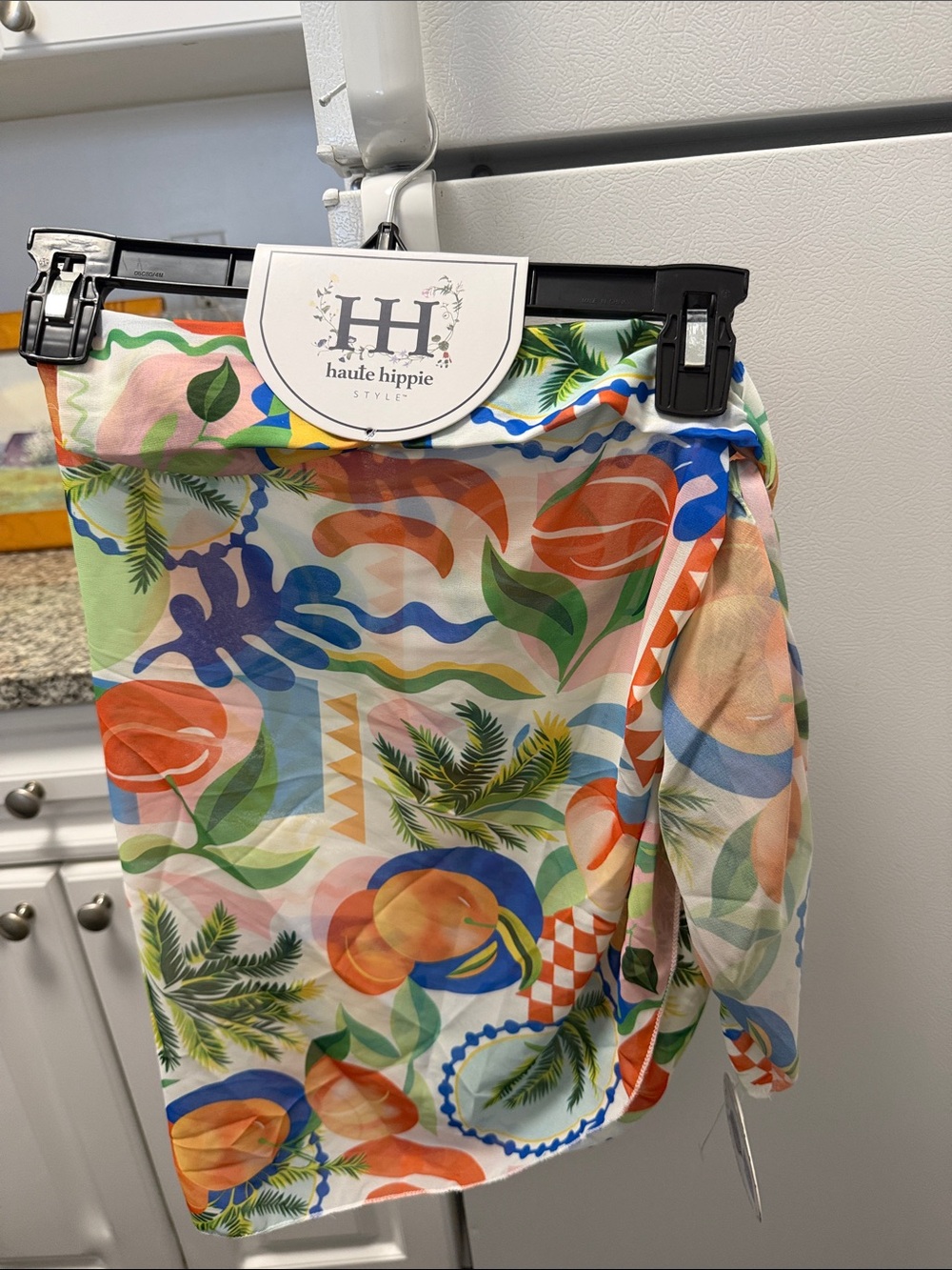 NWT Haute Hippie Sarong/Wrap in Tropical Fruit Print. Wear 2 Ways.
